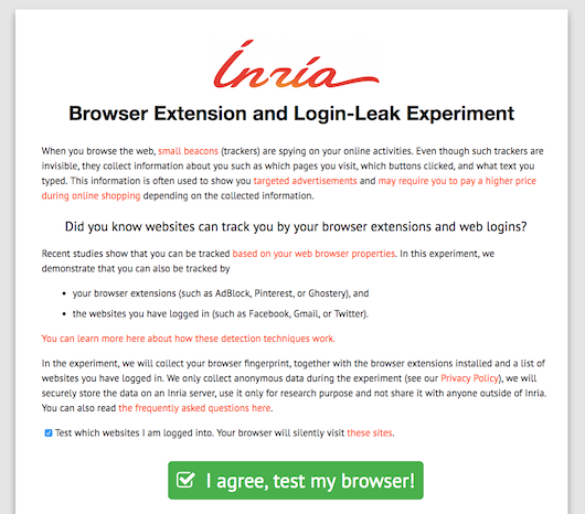 Browser Extension and Login-Leak Experiment